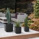 Glitzhome Eco-friendly Large Faux Marble Square Plastic Pot Planters, Set of 3