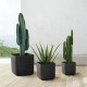 Glitzhome Eco-friendly Large Faux Marble Square Plastic Pot Planters, Set of 3