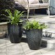 Glitzhome Eco-friendly Large Faux Ceramic Tall Bowl Plastic Pot Planters, Set of 2