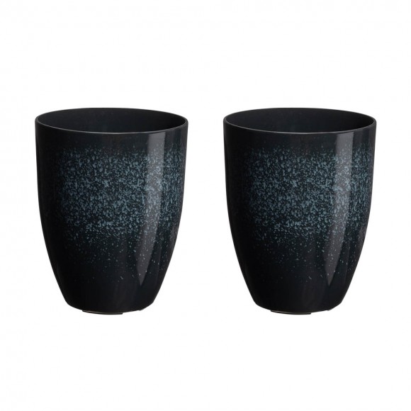 Glitzhome Eco-friendly Large Faux Ceramic Tall Bowl Plastic Pot Planters, Set of 2