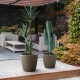 Glitzhome Eco-friendly Large Faux Concrete Round Plastic Fluted Pot Planters, Set of 2