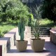 Glitzhome Eco-friendly Large Faux Concrete Square Plastic Fluted Pot Planters, Set of 2