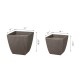 Glitzhome Eco-friendly Large Faux Concrete Square Plastic Fluted Pot Planters, Set of 2