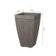 Glitzhome Eco-friendly Large Faux Concrete Tall Square Plastic Fluted Pot Planters, Set of 2