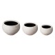 Glitzhome Eco-friendly Large Faux Porcelain Round Polyresin Fluted Planters, Set of 3