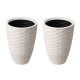 Glitzhome Eco-friendly Large Faux Porcelain Tall Round Polyresin Diamond Planters, Set of 2