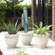 Glitzhome Eco-friendly Large Faux Ceramic Round Polyresin Pot Planters, Set of 3