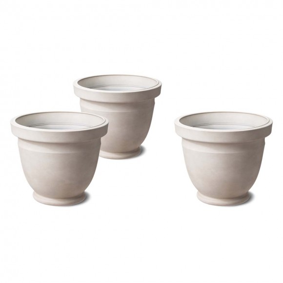 Glitzhome Eco-friendly Large Faux Ceramic Round Polyresin Pot Planters, Set of 3