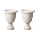 Glitzhome Eco-friendly Large Faux Ceramic Goblet Shaped Plastic Planters, Set of 2