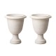 Glitzhome Eco-friendly Large Faux Ceramic Goblet Shaped Plastic Planters, Set of 2