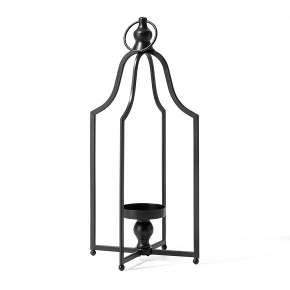 Glitzhome 22.00"H Modern Farmhouse Black Metal Candle Lantern