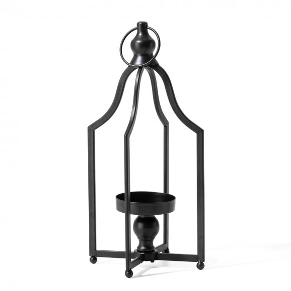 Glitzhome 16.50"H Modern Farmhouse Black Metal Candle Lantern