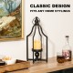 Glitzhome 16.50"H Modern Farmhouse Black Metal Candle Lantern