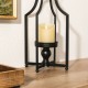 Glitzhome 16.50"H Modern Farmhouse Black Metal Candle Lantern