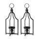 Glitzhome 16.50"H Modern Farmhouse Black Metal Candle Lantern, Set of 2