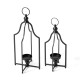 Glitzhome Large and Small Modern Farmhouse Black Metal Candle Lantern, Set of 2