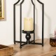 Glitzhome Large and Small Modern Farmhouse Black Metal Candle Lantern, Set of 2