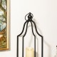 Glitzhome Large and Small Modern Farmhouse Black Metal Candle Lantern, Set of 2