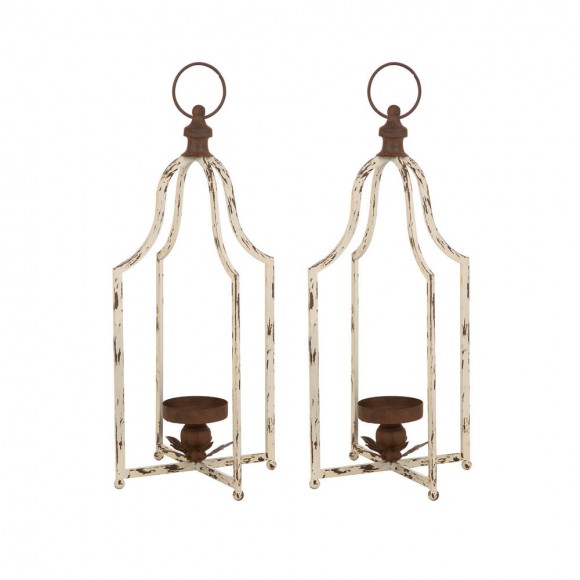 Glitzhome 22"H Large Farmhouse Rustic Metal Lantern, Set of 2