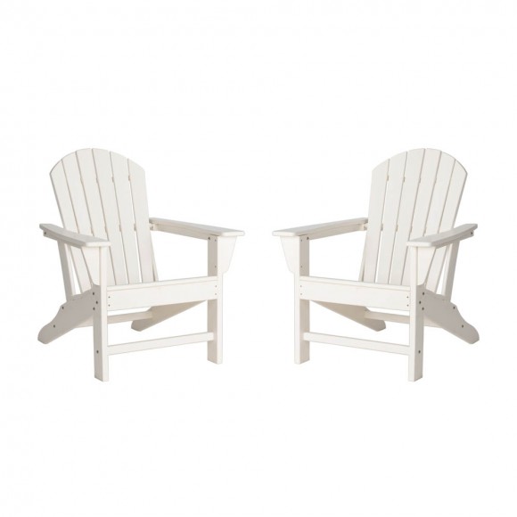 Elm PLUS Eco-Friendly White Recycled Plastic Outdoor Adirondack Chairs, Set of 2