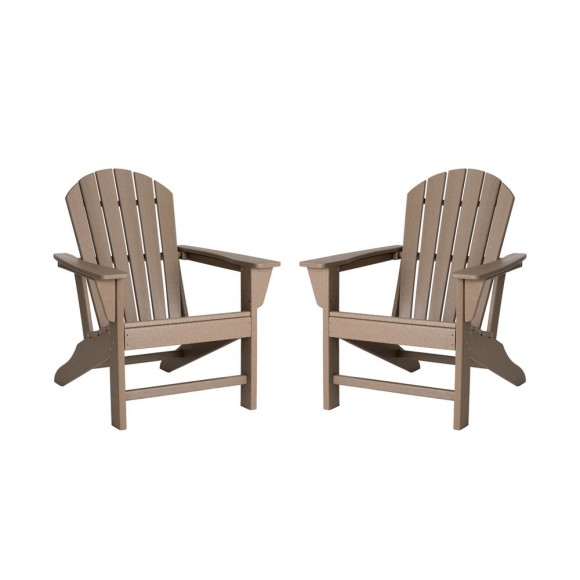 Elm PLUS Eco-Friendly Tan Recycled Plastic Outdoor Adirondack Chairs, Set of 2