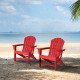 Elm PLUS Eco-Friendly Red Recycled Plastic Outdoor Adirondack Chairs, Set of 2