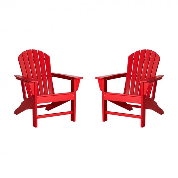 Elm PLUS Eco-Friendly Red Recycled Plastic Outdoor Adirondack Chairs, Set of 2