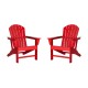 Elm PLUS Eco-Friendly Red Recycled Plastic Outdoor Adirondack Chairs, Set of 2