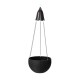 Glitzhome 30"H Solar Lighted Black Plastic Hanging Planter