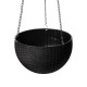 Glitzhome 30"H Solar Lighted Black Plastic Hanging Planter