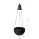 Glitzhome 30"H Solar Lighted Black Plastic Hanging Planter