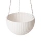 Glitzhome 30"H Solar Lighted White Plastic Hanging Planter