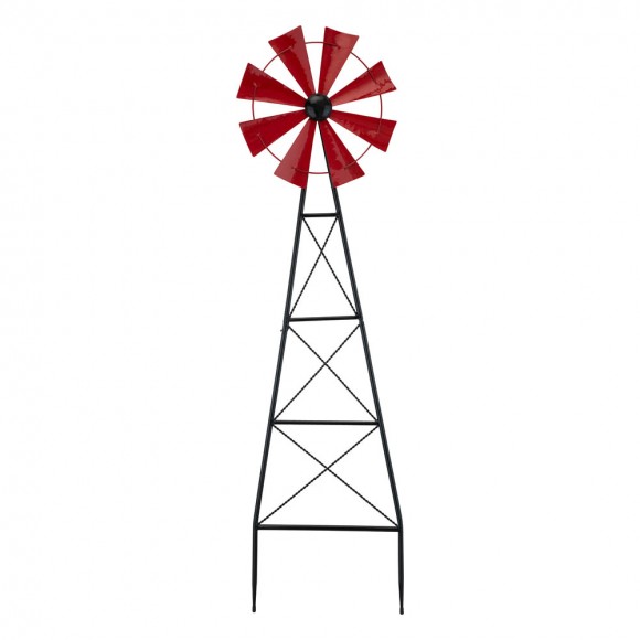 Glitzhome 44"H Metal Red Wind Spinner Yard Stake