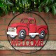 Glitzhome 20"D Farmhouse Metal Truck "WELCOME" Sign Wall Decor