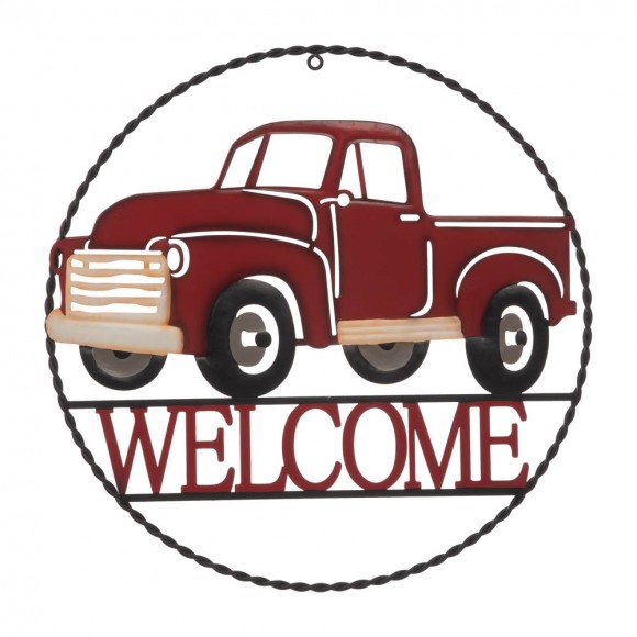 Glitzhome 20"D Farmhouse Metal Truck "WELCOME" Sign Wall Decor