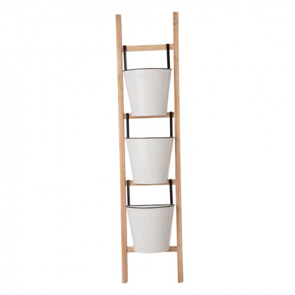 Glitzhome 42"H Enameled Metal/Wood 3-Tier Leaning Ladder Plant Stand