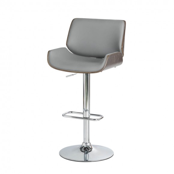 Glitzhome Mid-century Modern Gray Adjustable Height Swivel Bar Stool