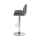 Glitzhome Mid-century Modern Gray Adjustable Height Swivel Bar Stool