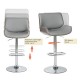 Glitzhome Mid-century Modern Gray Adjustable Height Swivel Bar Stool