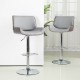 Glitzhome Mid-century Modern Gray Adjustable Height Swivel Bar Stool, Set of 2