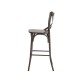 Glitzhome 43"H Rustic Steel Bar Stool with Solid Elm Wood Seat and Back Support, Set of 2