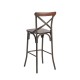 Glitzhome 43"H Rustic Steel Bar Stool with Solid Elm Wood Seat and Back Support, Set of 2