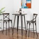 Glitzhome 43"H Rustic Steel Bar Stool with Solid Elm Wood Seat and Back Support, Set of 2