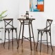 Glitzhome 43"H Rustic Steel Bar Stool with Solid Elm Wood Seat and Back Support, Set of 2