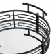 Glitzhome 29.5"H Black Deluxe 2-Tier Metal Round Mirrored Bar Cart