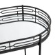 Glitzhome 30.75"H Black Deluxe 2-Tier Metal Oval Mirrored Bar Cart