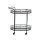 Glitzhome 30.75"H Black Deluxe 2-Tier Metal Oval Mirrored Bar Cart
