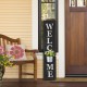 Glitzhome 42"H Wooden Black WELCOME Porch Sign with Metal Planter