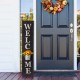 Glitzhome 42"H Wooden Black WELCOME Porch Sign with Metal Planter