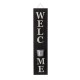 Glitzhome 42"H Wooden Black WELCOME Porch Sign with Metal Planter